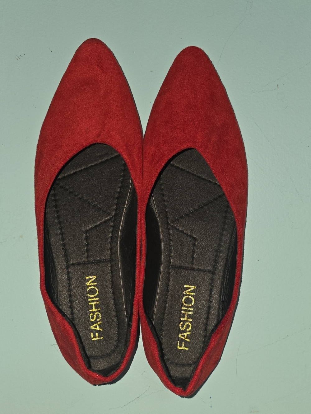 Red Pointed Toe Ballet Flats